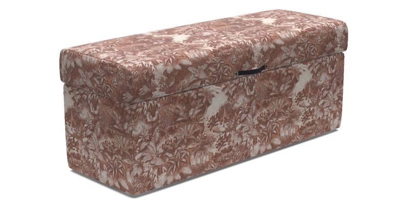 Birdham Large Blanket Box in V&A Threads of India on Linen Regal Poppy Buttermilk