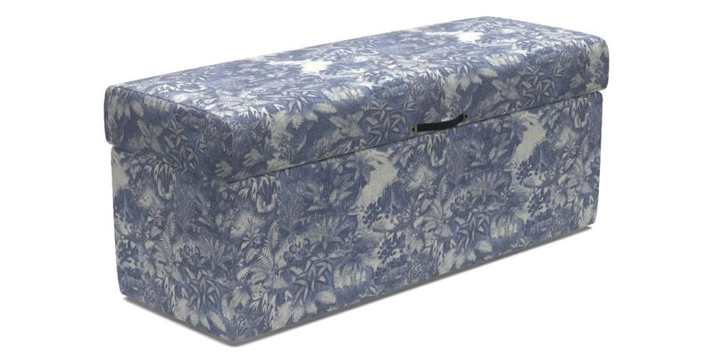 Birdham Large Blanket Box in V&A Threads of India on Linen Regal Poppy Buttermilk