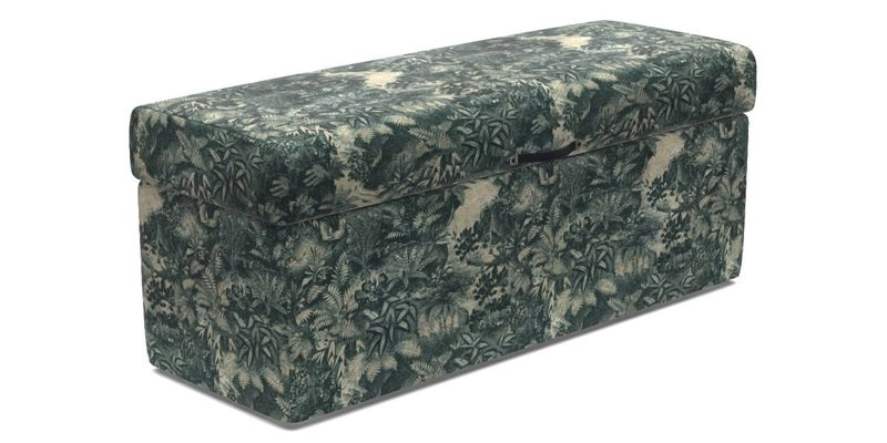 Birdham Large Blanket Box in V&A Threads of India on Linen Regal Poppy Buttermilk