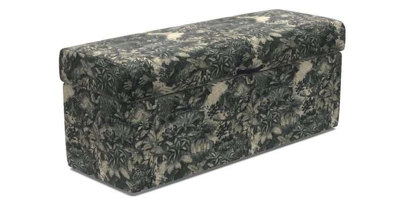 Birdham Large Blanket Box in V&A Threads of India on Linen Regal Poppy Buttermilk
