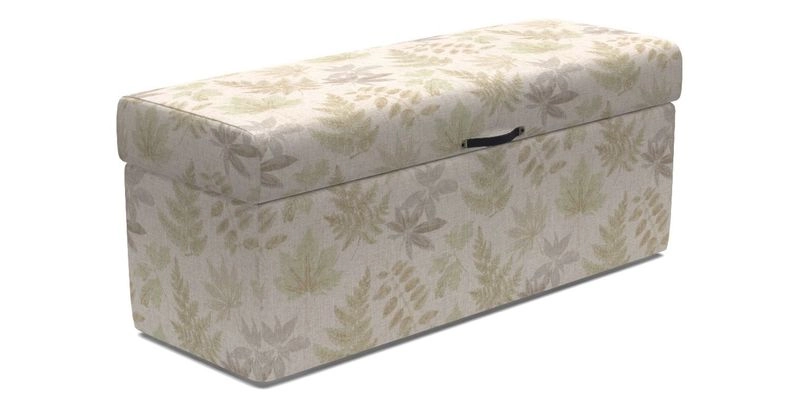 Birdham medium blanket box in Spill Resistant Gertrude Jekyll Ornamental Duck Egg and Alwinton 3 seater sofa in Spill Resistant Sussex Stripe Mocha