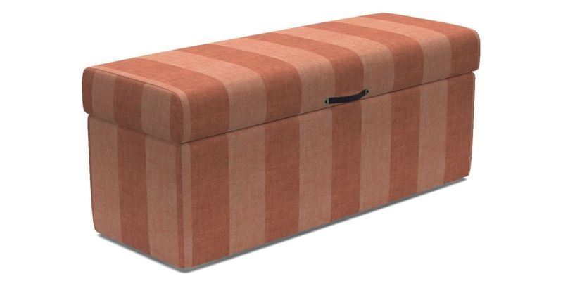 Birdham Large Blanket Box in V&A Threads of India on Linen Regal Poppy Buttermilk