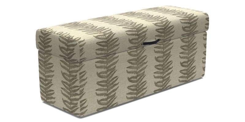 Birdham medium blanket box in Spill Resistant Gertrude Jekyll Ornamental Duck Egg and Alwinton 3 seater sofa in Spill Resistant Sussex Stripe Mocha