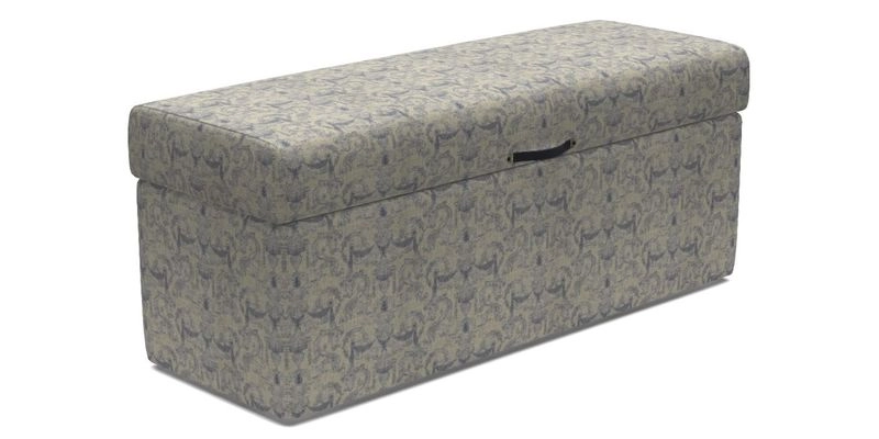 Birdham Large Blanket Box in V&A Threads of India on Linen Regal Poppy Buttermilk