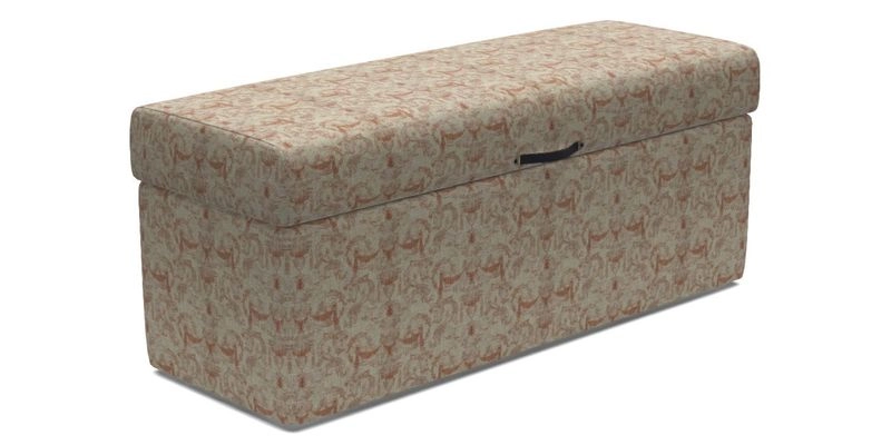 Birdham Large Blanket Box in V&A Threads of India on Linen Regal Poppy Buttermilk