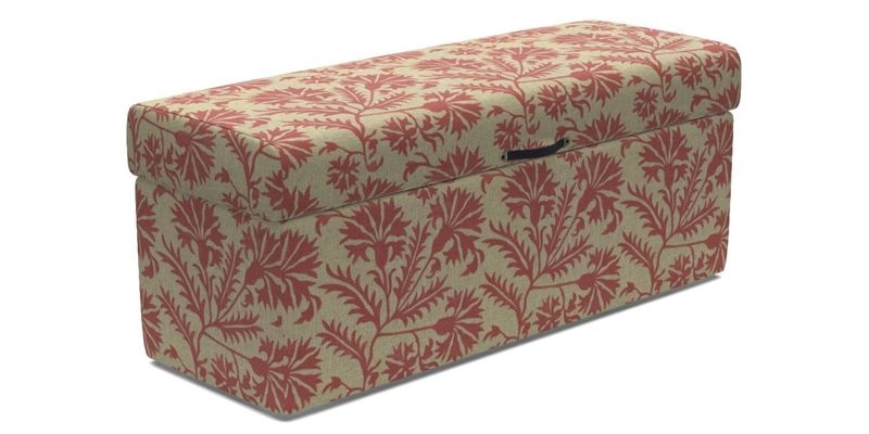 Birdham medium blanket box in Spill Resistant Gertrude Jekyll Ornamental Duck Egg and Alwinton 3 seater sofa in Spill Resistant Sussex Stripe Mocha