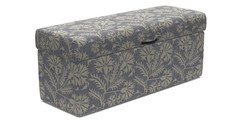 Birdham medium blanket box in Spill Resistant Gertrude Jekyll Ornamental Duck Egg and Alwinton 3 seater sofa in Spill Resistant Sussex Stripe Mocha