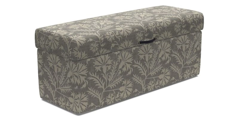 Birdham medium blanket box in Spill Resistant Gertrude Jekyll Ornamental Duck Egg and Alwinton 3 seater sofa in Spill Resistant Sussex Stripe Mocha