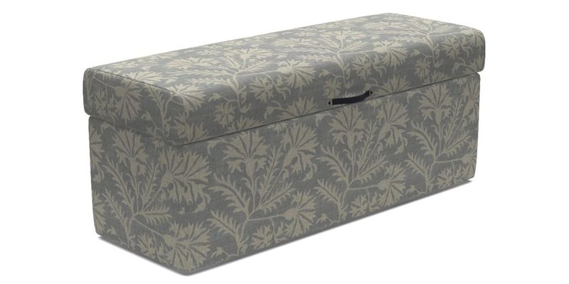 Birdham medium blanket box in Spill Resistant Gertrude Jekyll Ornamental Duck Egg and Alwinton 3 seater sofa in Spill Resistant Sussex Stripe Mocha