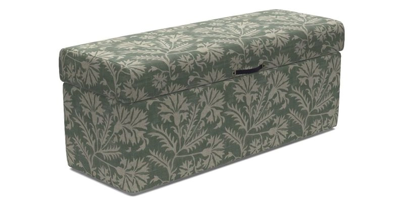 Birdham medium blanket box in Spill Resistant Gertrude Jekyll Ornamental Duck Egg and Alwinton 3 seater sofa in Spill Resistant Sussex Stripe Mocha
