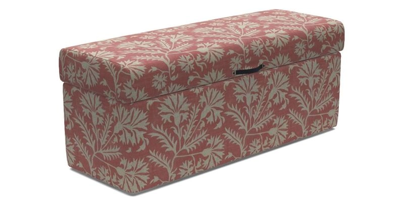Birdham medium blanket box in Spill Resistant Gertrude Jekyll Ornamental Duck Egg and Alwinton 3 seater sofa in Spill Resistant Sussex Stripe Mocha