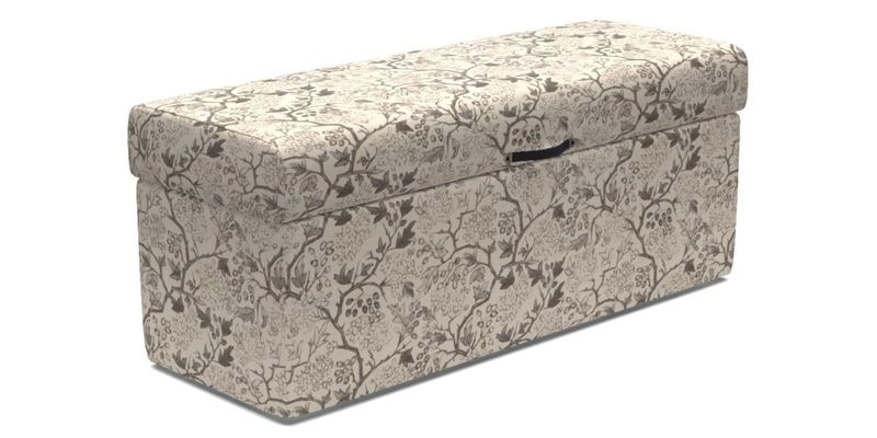 Birdham Large Blanket Box in V&A Threads of India on Linen Regal Poppy Buttermilk