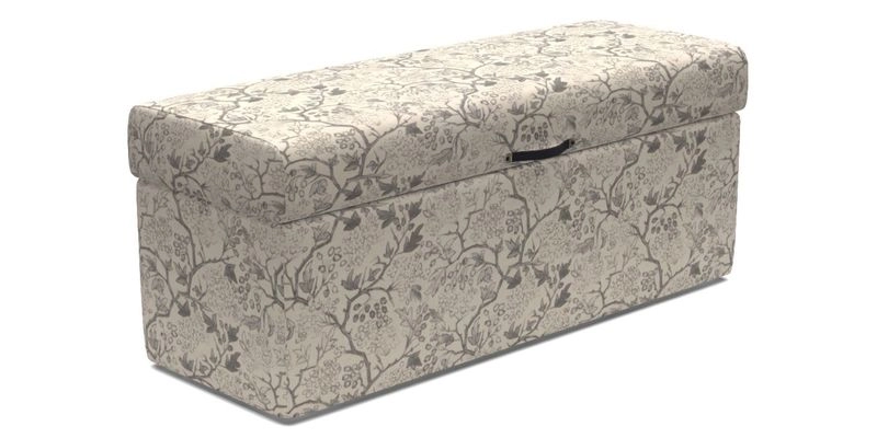 Birdham Large Blanket Box in V&A Threads of India on Linen Regal Poppy Buttermilk