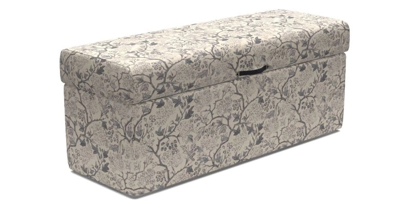 Birdham Large Blanket Box in V&A Threads of India on Linen Regal Poppy Buttermilk
