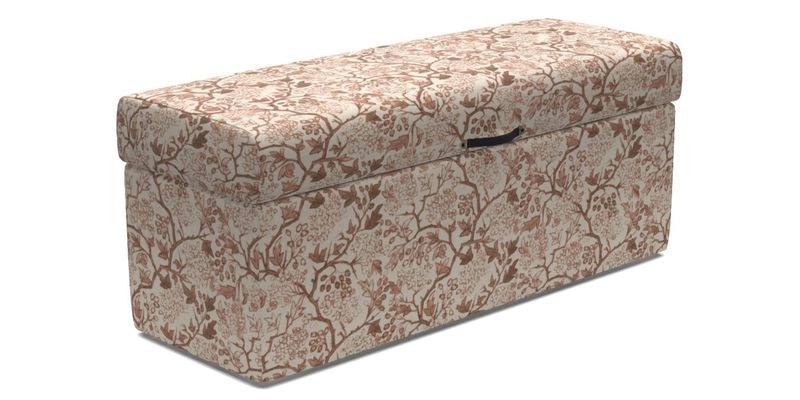 Birdham Large Blanket Box in V&A Threads of India on Linen Regal Poppy Buttermilk