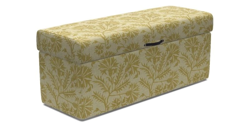 Birdham Large Blanket Box in V&A Threads of India on Linen Regal Poppy Buttermilk