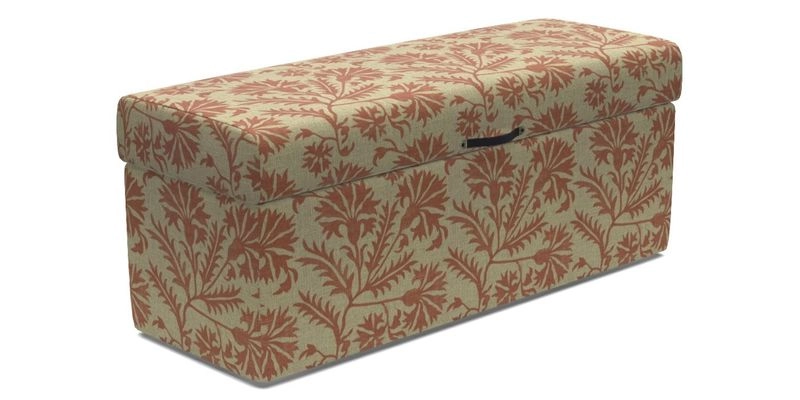 Birdham Large Blanket Box in V&A Threads of India on Linen Regal Poppy Buttermilk