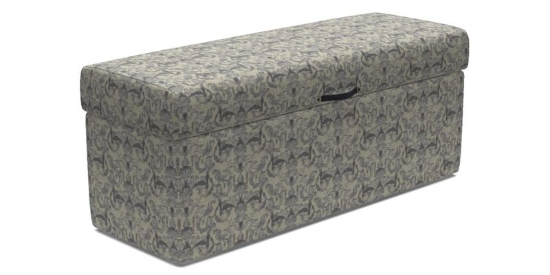 Birdham Large Blanket Box in V&A Threads of India on Linen Regal Poppy Buttermilk