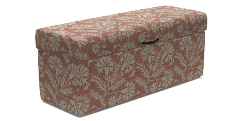 Birdham Large Blanket Box in V&A Threads of India on Linen Regal Poppy Buttermilk