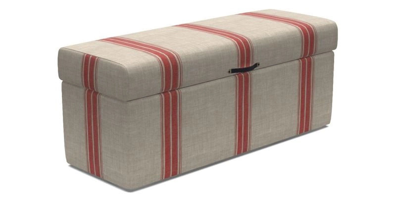 Birdham Large Blanket Box in V&A Threads of India on Linen Regal Poppy Buttermilk