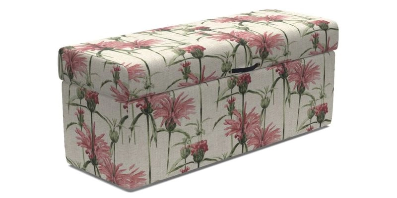 Birdham Large Blanket Box in V&A Threads of India on Linen Regal Poppy Buttermilk