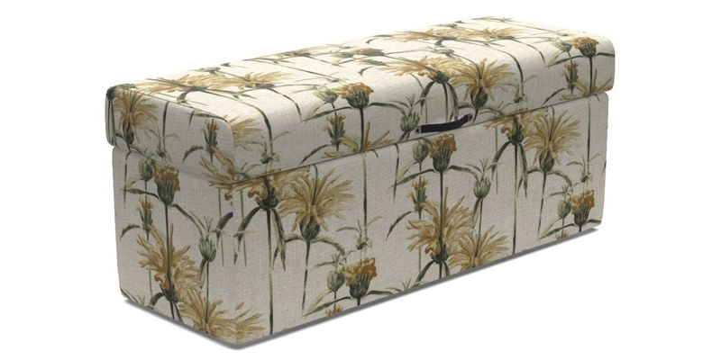 Birdham Large Blanket Box in V&A Threads of India on Linen Regal Poppy Buttermilk