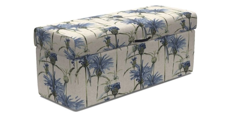 Birdham Large Blanket Box in V&A Threads of India on Linen Regal Poppy Buttermilk