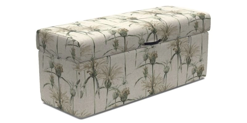 Birdham Large Blanket Box in V&A Threads of India on Linen Regal Poppy Buttermilk