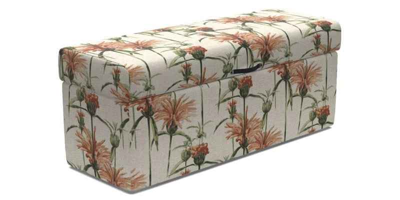 Birdham Large Blanket Box in V&A Threads of India on Linen Regal Poppy Buttermilk