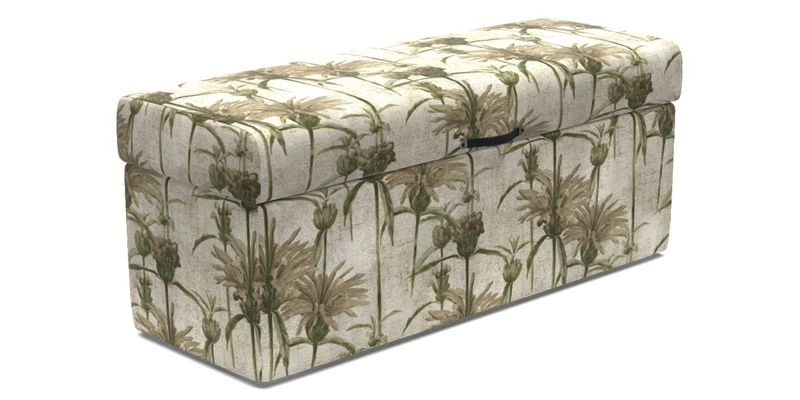 Birdham Large Blanket Box in V&A Threads of India on Linen Regal Poppy Buttermilk
