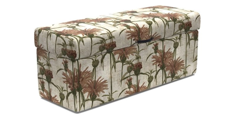 Birdham Large Blanket Box in V&A Threads of India on Linen Regal Poppy Buttermilk