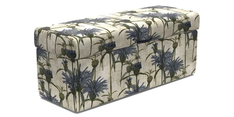 Birdham Large Blanket Box in V&A Threads of India on Linen Regal Poppy Buttermilk