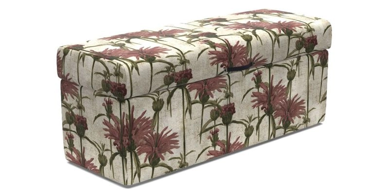 Birdham Large Blanket Box in V&A Threads of India on Linen Regal Poppy Buttermilk