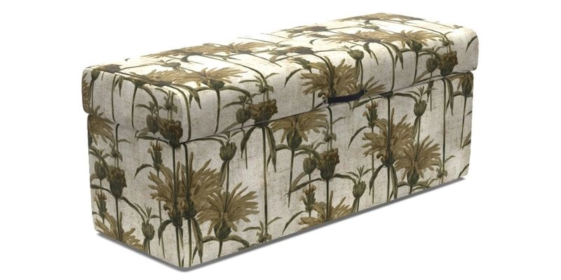 Birdham Large Blanket Box in V&A Threads of India on Linen Regal Poppy Buttermilk