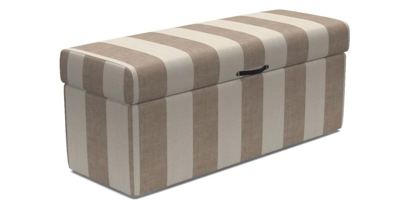 Birdham Large Blanket Box in V&A Threads of India on Linen Regal Poppy Buttermilk
