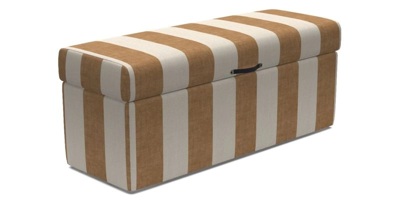 Birdham Large Blanket Box in V&A Threads of India on Linen Regal Poppy Buttermilk