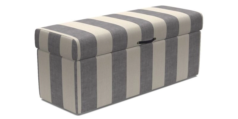 Birdham Large Blanket Box in V&A Threads of India on Linen Regal Poppy Buttermilk