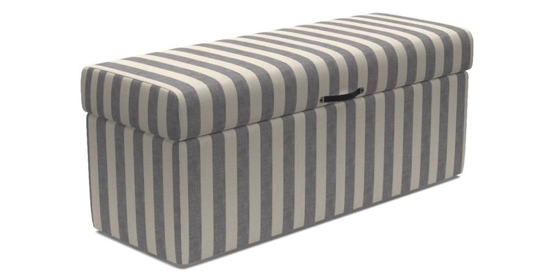 Birdham medium blanket box in Spill Resistant Gertrude Jekyll Ornamental Duck Egg and Alwinton 3 seater sofa in Spill Resistant Sussex Stripe Mocha