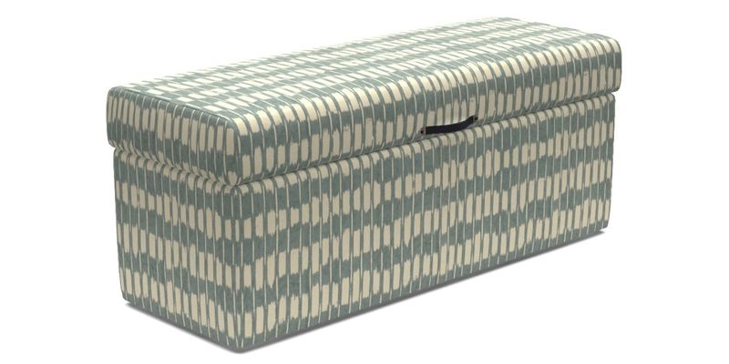 Birdham Large Blanket Box in V&A Threads of India on Linen Regal Poppy Buttermilk