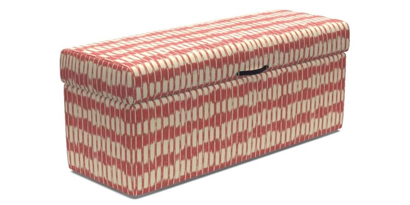 Birdham Large Blanket Box in V&A Threads of India on Linen Regal Poppy Buttermilk