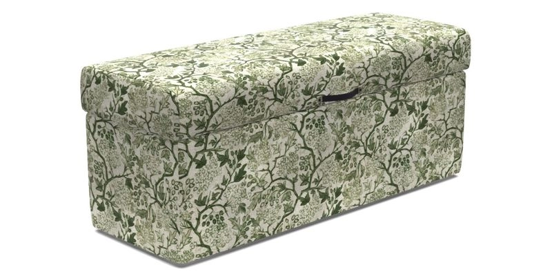 Birdham Large Blanket Box in V&A Threads of India on Linen Regal Poppy Buttermilk