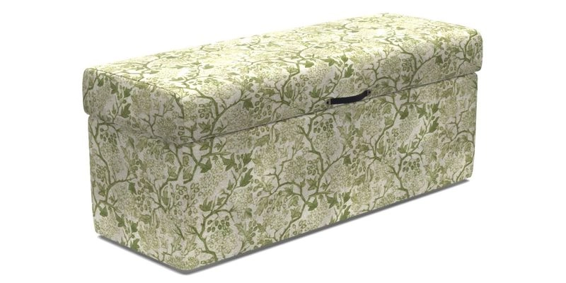 Birdham Large Blanket Box in V&A Threads of India on Linen Regal Poppy Buttermilk