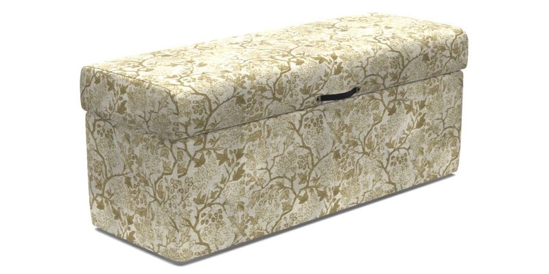 Birdham Large Blanket Box in V&A Threads of India on Linen Regal Poppy Buttermilk