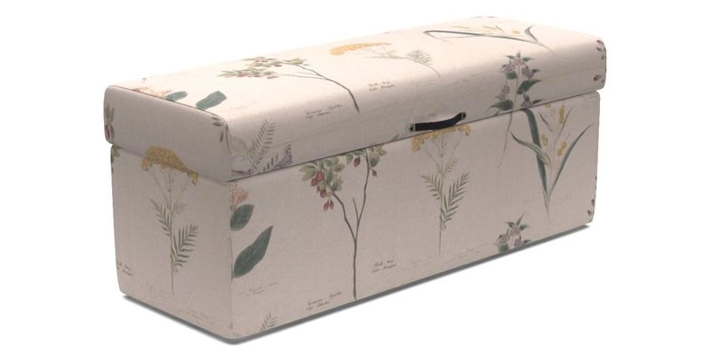 Birdham medium blanket box in Spill Resistant Gertrude Jekyll Ornamental Duck Egg and Alwinton 3 seater sofa in Spill Resistant Sussex Stripe Mocha