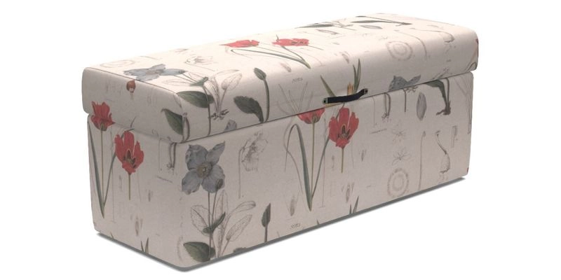 Birdham Large Blanket Box in V&A Threads of India on Linen Regal Poppy Buttermilk