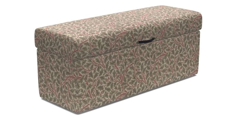 Birdham Large Blanket Box in V&A Threads of India on Linen Regal Poppy Buttermilk