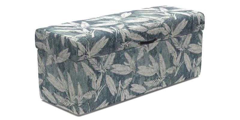 Birdham medium blanket box in Spill Resistant Gertrude Jekyll Ornamental Duck Egg and Alwinton 3 seater sofa in Spill Resistant Sussex Stripe Mocha