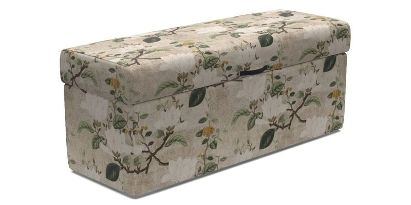 Birdham medium blanket box in Spill Resistant Gertrude Jekyll Ornamental Duck Egg and Alwinton 3 seater sofa in Spill Resistant Sussex Stripe Mocha