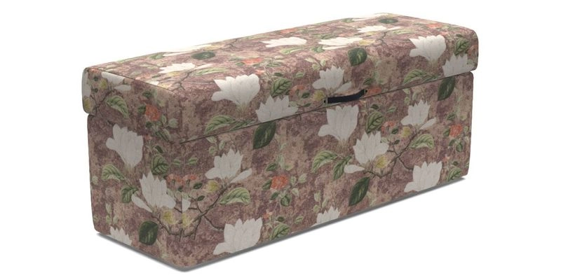 Birdham Large Blanket Box in V&A Threads of India on Linen Regal Poppy Buttermilk