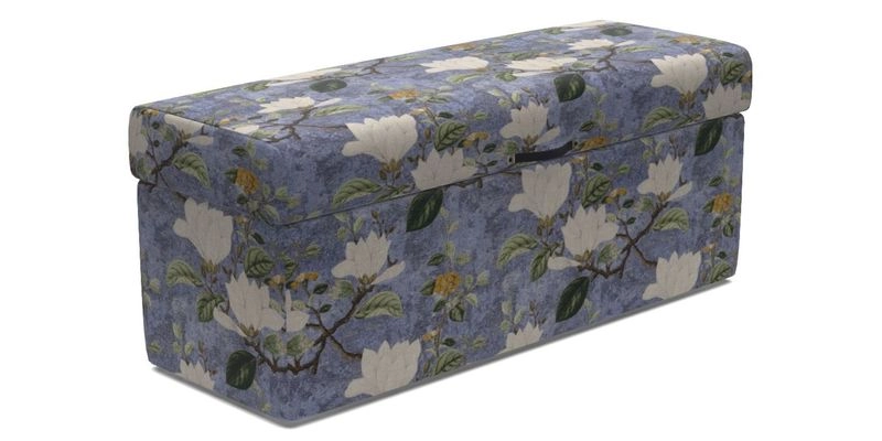 Birdham Large Blanket Box in V&A Threads of India on Linen Regal Poppy Buttermilk